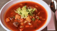 Goulash soup, potato bread